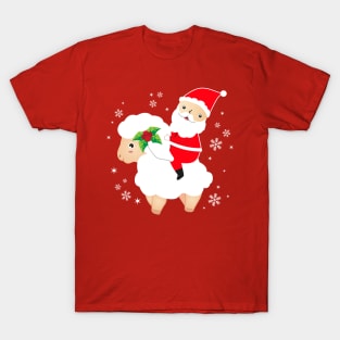 Santa Riding Sheep funny christmas T-Shirt